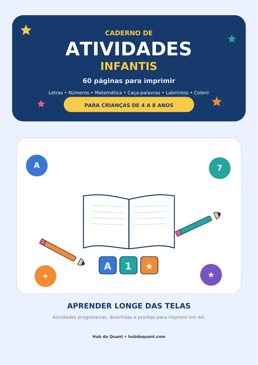 Capa real do Caderno de Atividades Infantis de 60 páginas